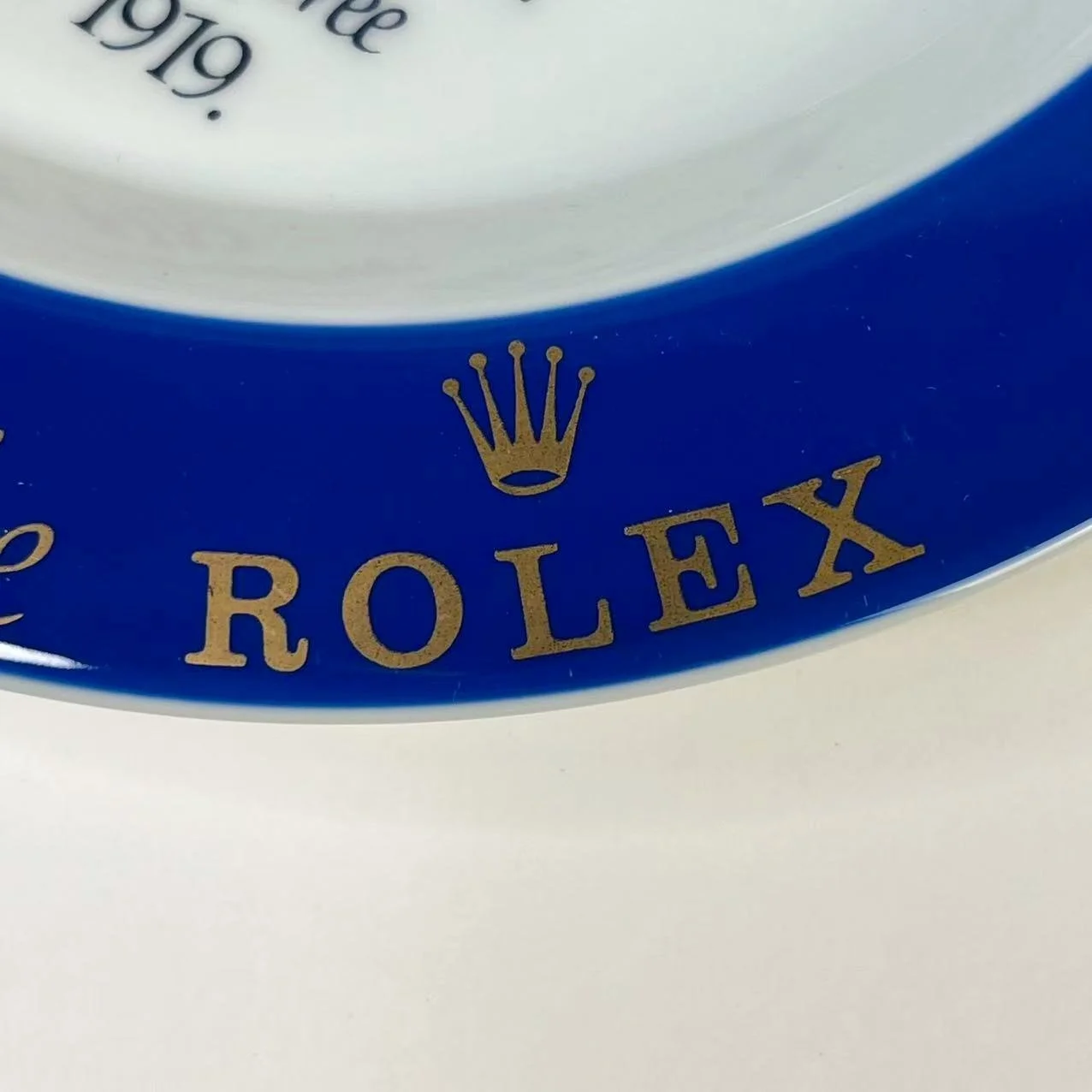 Rolex 1981 Geneva Commemorative Porcelain Plate Blue Gold Vintage